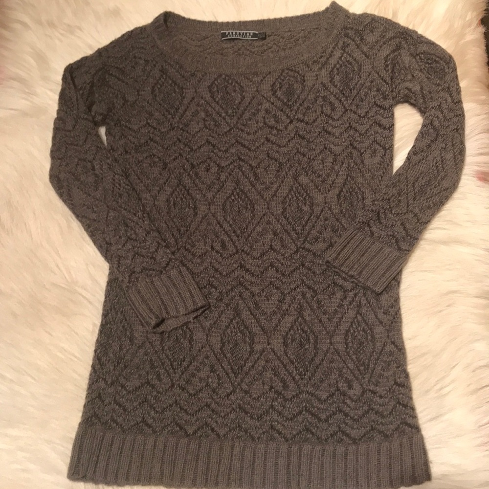 Peruvian Connection Brown Chevron Tunic Sweater